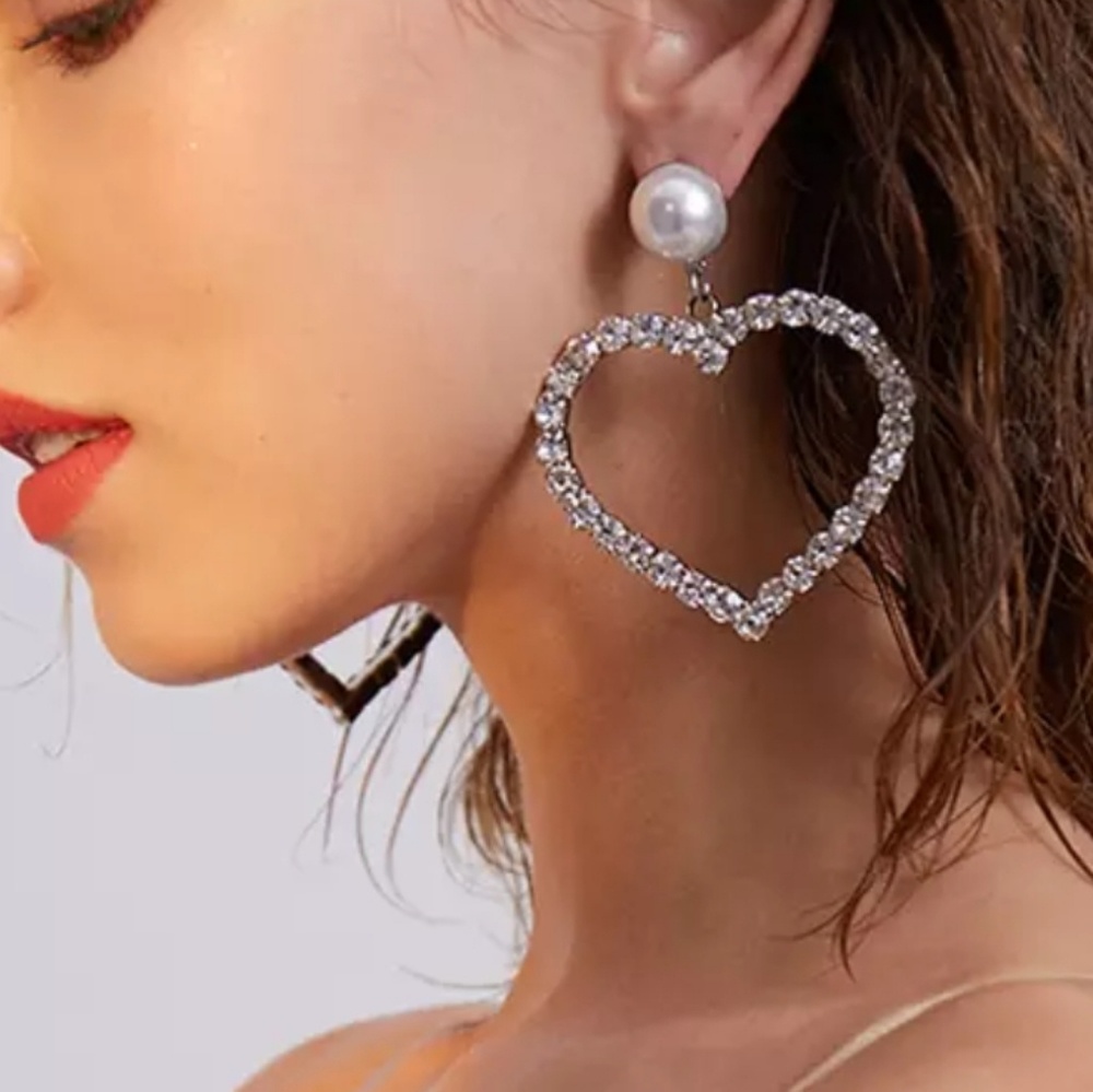 Faux Heart Statement Earrings